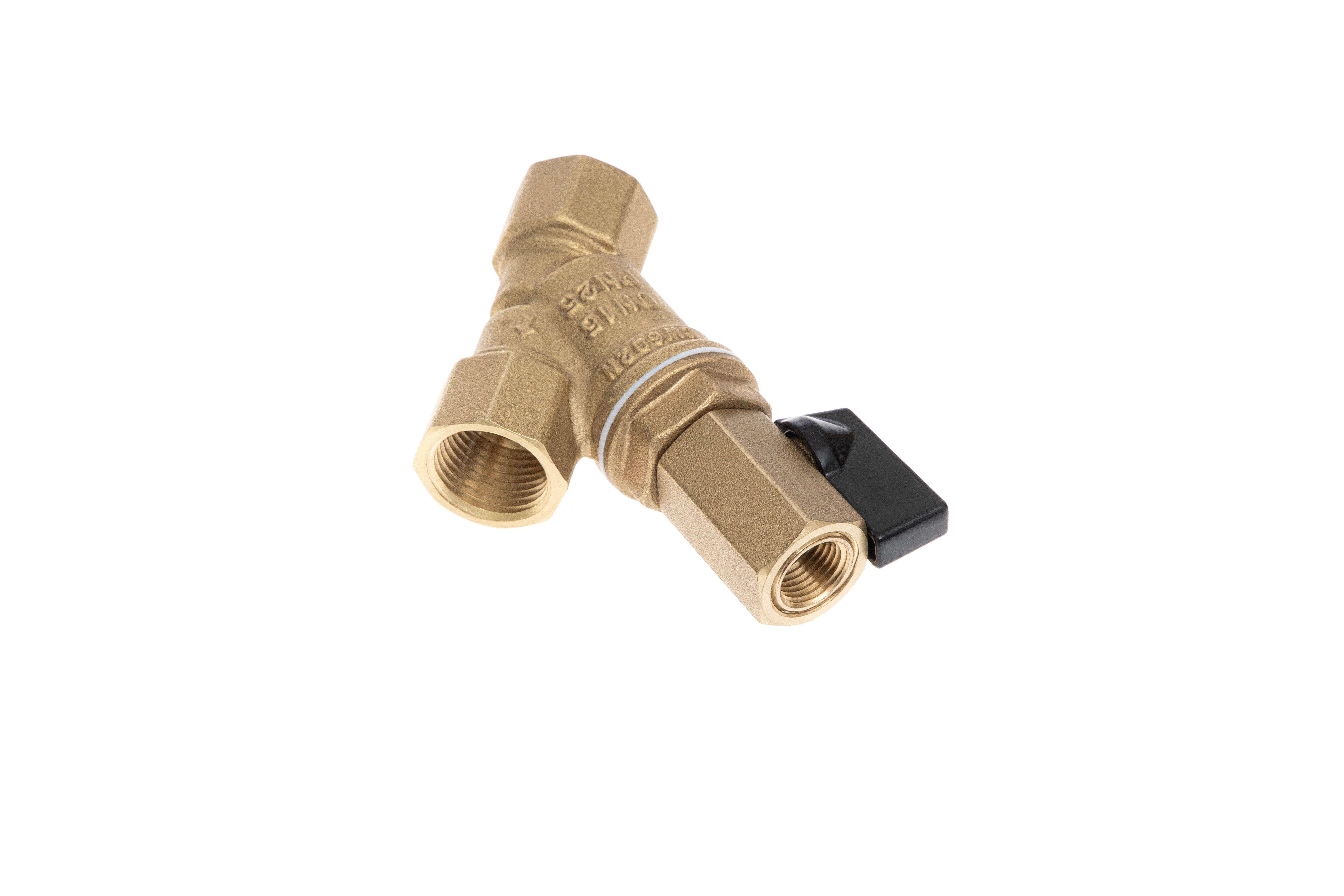 FVR-DR 065B8341R — Фильтр сетчатый со сливным краном DN15, PN25, Т от -20 °С...130 °С; материал корпуса латунь CW602N