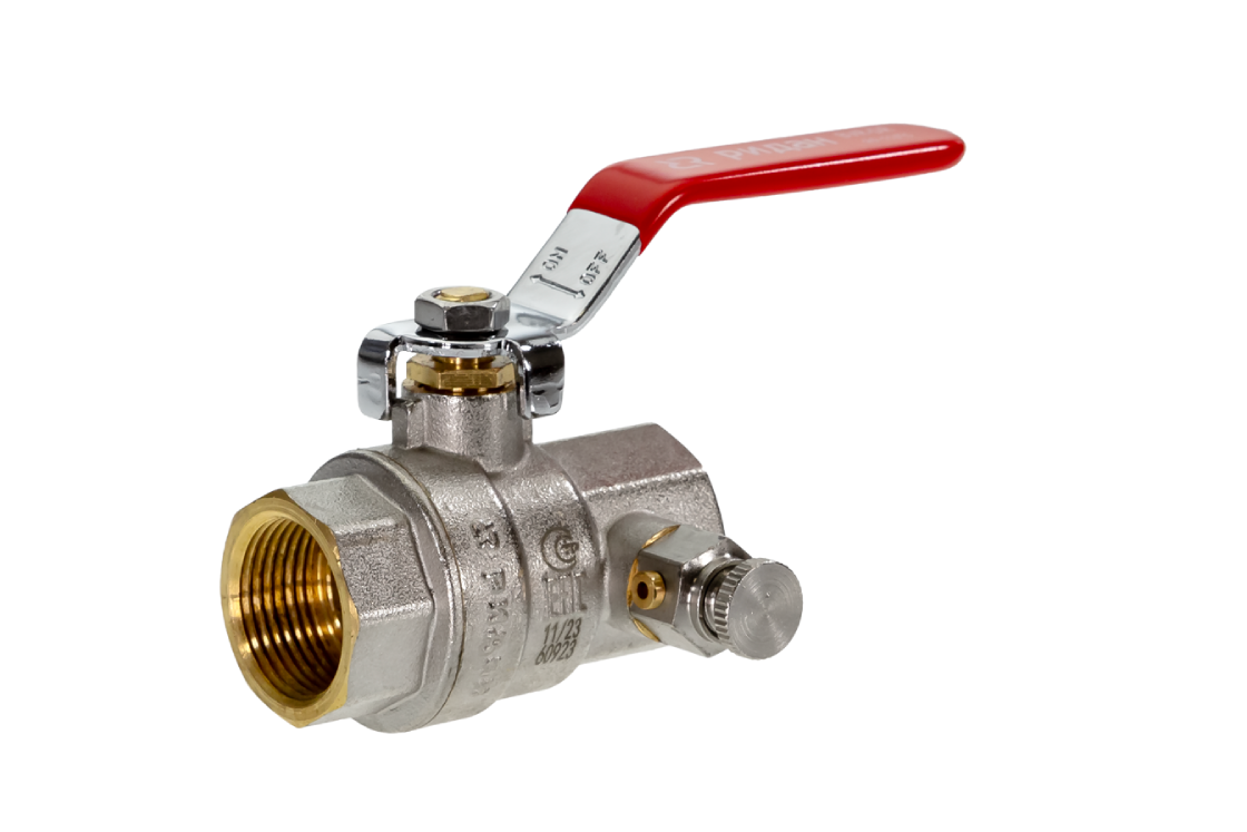 Ридан BVR-DR 065B8316RG — Кран шаровой ГОСТ59553-2021 PN40 DN15 с внутренней резьбой и спускным элементом; Т -20 °С...+110 °С; материал корпуса латунь