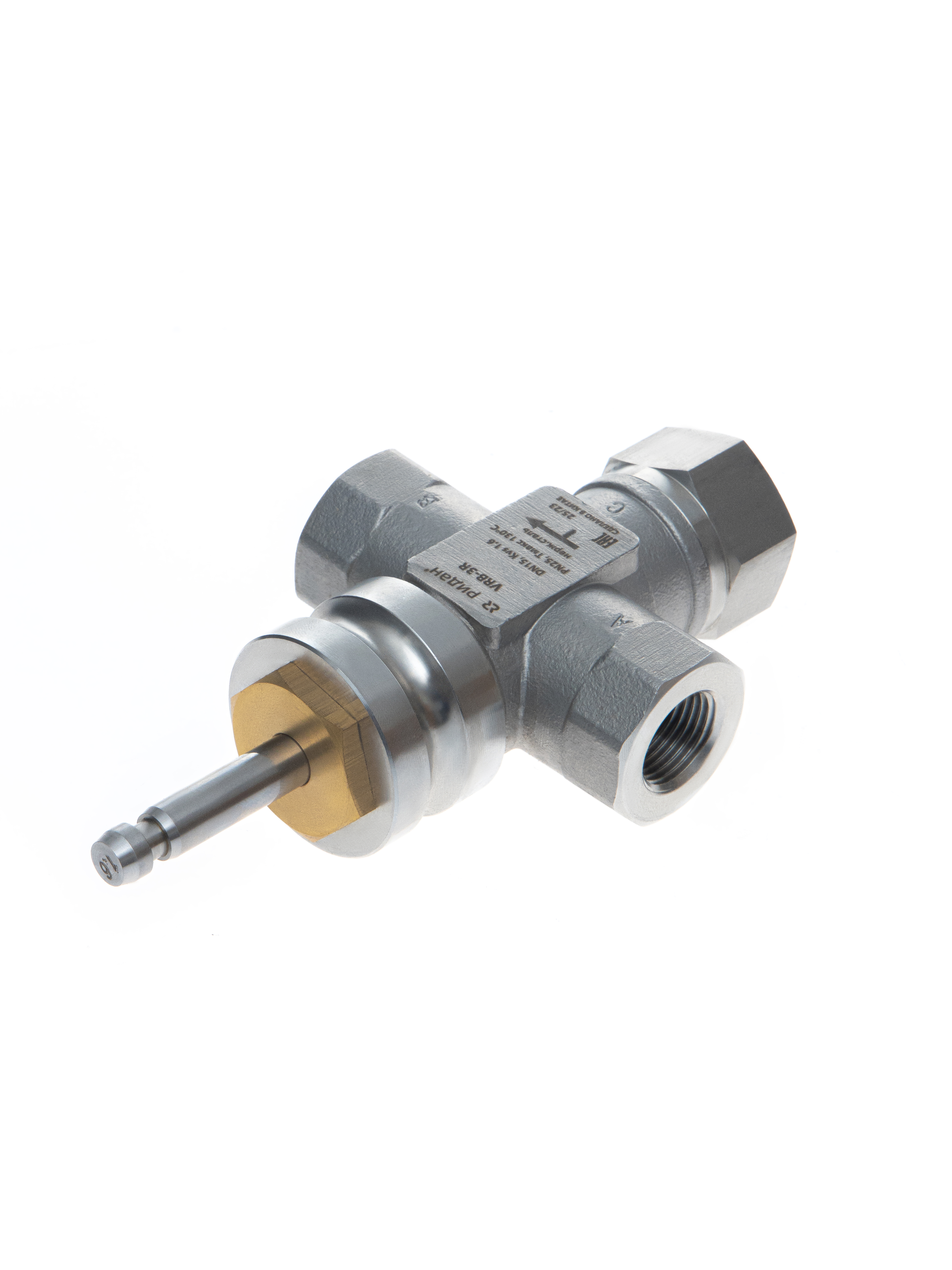 Ридан 065Z0214R — Клапан регулирующий с внутренней резьбой VRB-3R PN25, DN15, Kvs 2,5 м³/ч, трехходовой, седельный, внутренняя резьба, нержавеющая сталь